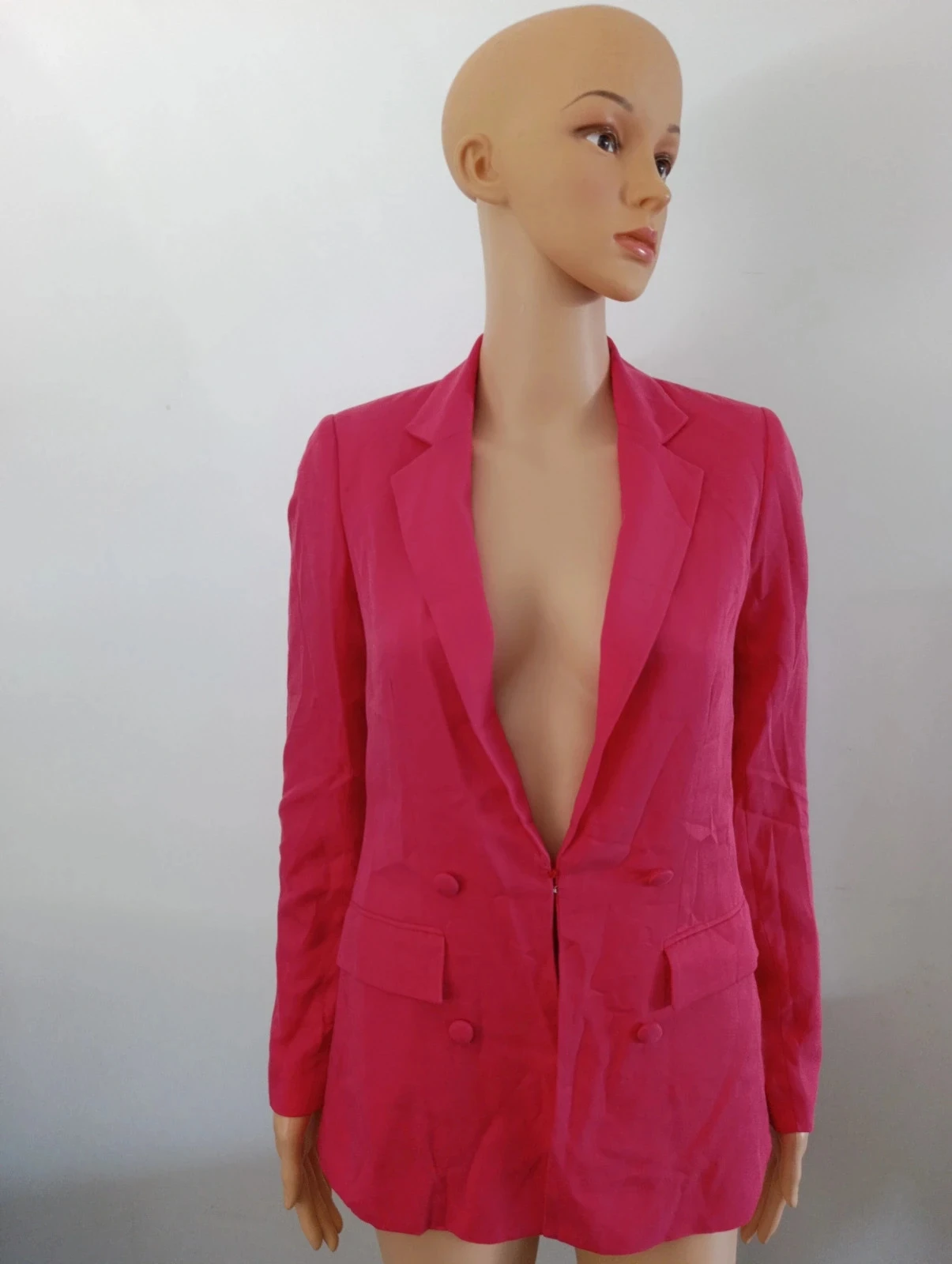 Fuchsia pink Naf Naf blazer T34 XS chic elegant women's tailored jacket – photo 2